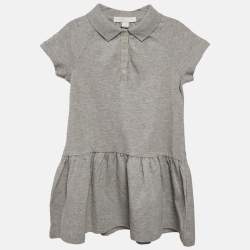 Burberry Children Grey Melange Cotton Pique Pleated Polo Dress 4 Yrs 