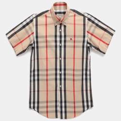 مملوكة مسبقًا Burberry Beige Check Cotton Button Front Shirt Shirt 14Y
