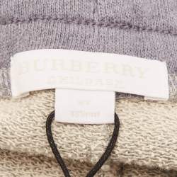 Pre Owned Burberry Kids Grey Printed Cotton Knit Shorts 8 Yrs