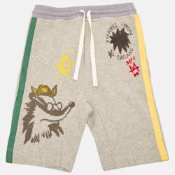 Burberry Kids Grey Printed Cotton Knit Shorts 8 Yrs