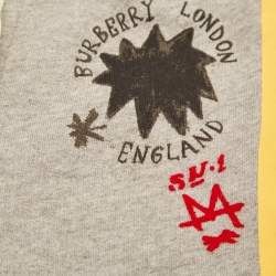 Pre Owned Burberry Kids Grey Printed Cotton Knit Shorts 8 Yrs