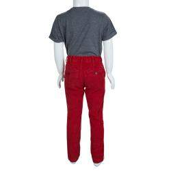 Burberry Children Red Corduroy Trousers 6 Yrs