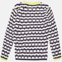 Burberry Children White/Navy Blue Cotton Full Sleeve Sweater 8 Yrs