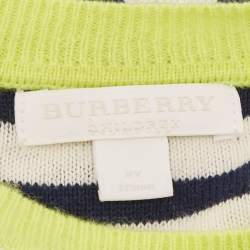 Burberry Children White/Navy Blue Cotton Full Sleeve Sweater 8 Yrs