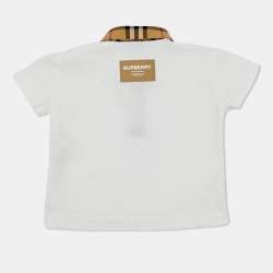 Pre Owned Burberry Kids White Printed Collar Detail Polo Shirt 6 Months 