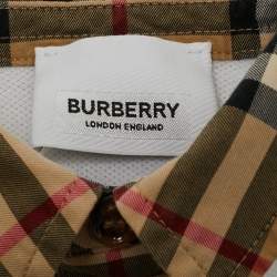Pre Owned Burberry Kids White Printed Collar Detail Polo Shirt 6 Months 