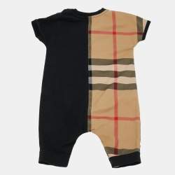 Pre Owned Burberry Children Black Half Check Print Cotton Lennox Romer 6 Months