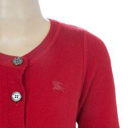Burberry Children Red  Long Sleeve Button Down Cardigan 7 Yrs
