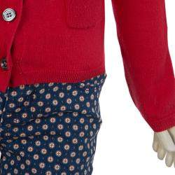 Burberry Children Red  Long Sleeve Button Down Cardigan 7 Yrs