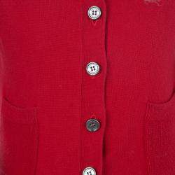 Burberry Children Red  Long Sleeve Button Down Cardigan 7 Yrs