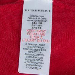 Burberry Children Red  Long Sleeve Button Down Cardigan 7 Yrs