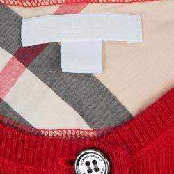 Burberry Children Red  Long Sleeve Button Down Cardigan 7 Yrs