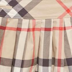 Pre Owned Burberry Children Beige Nova Check Cotton Pleated Mini Skirt 8 Yrs
