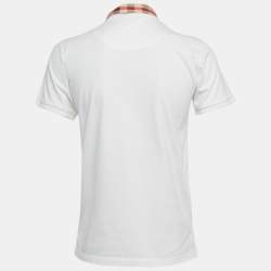 Pre Owned Burberry Children White Check Print Collar Cotton T-Shirt 14Yrs