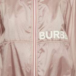 Pre Owned Burberry Children Pink Logo Print Nylon Perforated Hooded Jacket 12 Yrs 