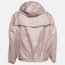 Pre Owned Burberry Children Pink Logo Print Nylon Perforated Hooded Jacket 12 Yrs 