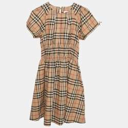 Pre Owned Burberry Children Beige Checkered Print Cotton Dress 12 Yrs  
