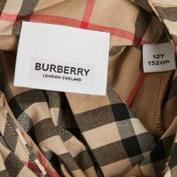 Pre Owned Burberry Children Beige Checkered Print Cotton Dress 12 Yrs  