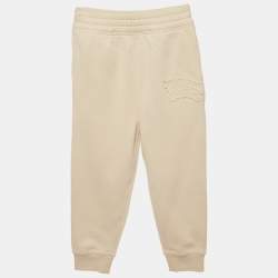 Pre Owned Burberry Children Cream Logo Embroidered Cotton Jackson Joggers 8Yrs