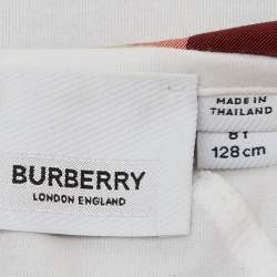 Burberry Kids White/Beige Checked Cotton Dress Size 8 Yrs