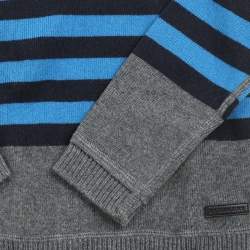 Pre Owned Burberry Kids Multicolor Striped Wool Knit and Cotton Hooded Sweatshirt and Pant Set 2 Yrs