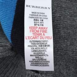 Pre Owned Burberry Kids Multicolor Striped Wool Knit and Cotton Hooded Sweatshirt and Pant Set 2 Yrs