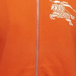 مملوكة مسبقًا Burberry Orange Logo Embroidered Cotton Zip-Up Hoodie 12Yrs