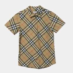 Pre Owned Burberry Kids Beige Nova Checks Cotton Short Sleeve Shirt 12Yrs