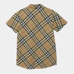 Pre Owned Burberry Kids Beige Nova Checks Cotton Short Sleeve Shirt 12Yrs