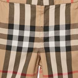 Pre Owned شورت بربري نقشة مربعات قطني بيج للأطفال 14 سنة