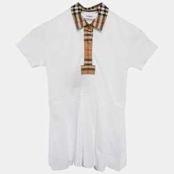Burberry Kids Vintage Cotton Pique Check Trimmed Pintuck Dress 3 Yrs 