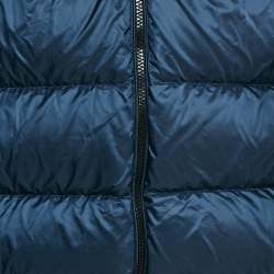 Burberry Children Navy Blue Synthetic Detachable Hood Quilted Briton Down Jacket 10 Yrs