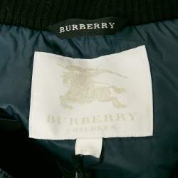 Burberry Children Navy Blue Synthetic Detachable Hood Quilted Briton Down Jacket 10 Yrs