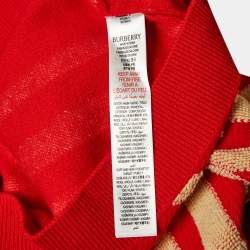 Burberry Kids Red Maddy Checks Wool Blend Cardigan 8 Yrs 