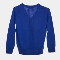 Pre Owned Burberry Kids Blue Gingham Cable Wool Cardigan 8 Yrs 