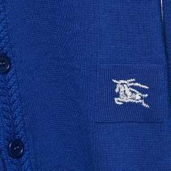 Pre Owned Burberry Kids Blue Gingham Cable Wool Cardigan 8 Yrs 