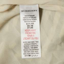 Pre Owned Burberry Children Cream Stripe Print Silk Ruffled Lilla Dress 10 Yrs