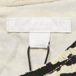 Burberry Kids Cream/Black Striped Silk Ruffed Dress 12 Yrs 