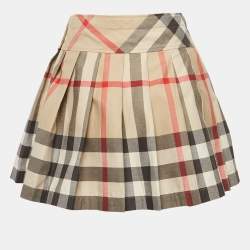 Pre Owned Burberry Children Beige Tartan Check Cotton Pleated Skirt 12 Yrs