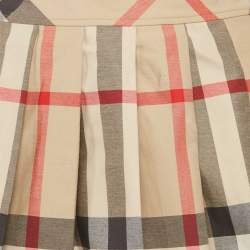 Pre Owned Burberry Children Beige Tartan Check Cotton Pleated Skirt 12 Yrs