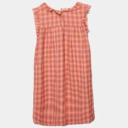 Burberry Kids Pink Checks Crepe Ruffled A-Line Dress 8 Yrs 