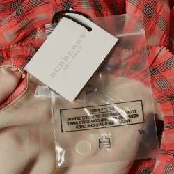 Burberry Kids Pink Checks Crepe Ruffled A-Line Dress 8 Yrs 
