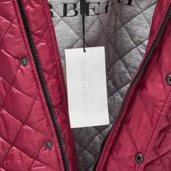 Burberry Children Pink Synthetic Button Front Quilted Jacket 10 Yrs