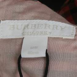 Burberry Children Bright Rose Pink Tartan Check Print Cotton Dress 12 M
