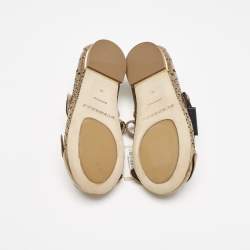 Burberry Gold Perforated Leather Mary Jane Ballet Flats Size 24