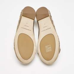 Burberry Gold Perforated Leather Mary Jane Ballet Flats Size 33