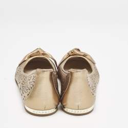 Burberry Gold Perforated Leather Mary Jane Ballet Flats Size 33