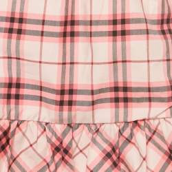 Pre Owned Burberry Children Pink Checks Cotton Mini Dress 12M