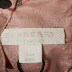 Pre Owned Burberry Children Pink Checks Cotton Mini Dress 12M