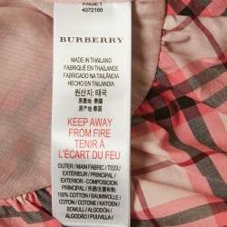 Pre Owned Burberry Children Pink Checks Cotton Mini Dress 12M